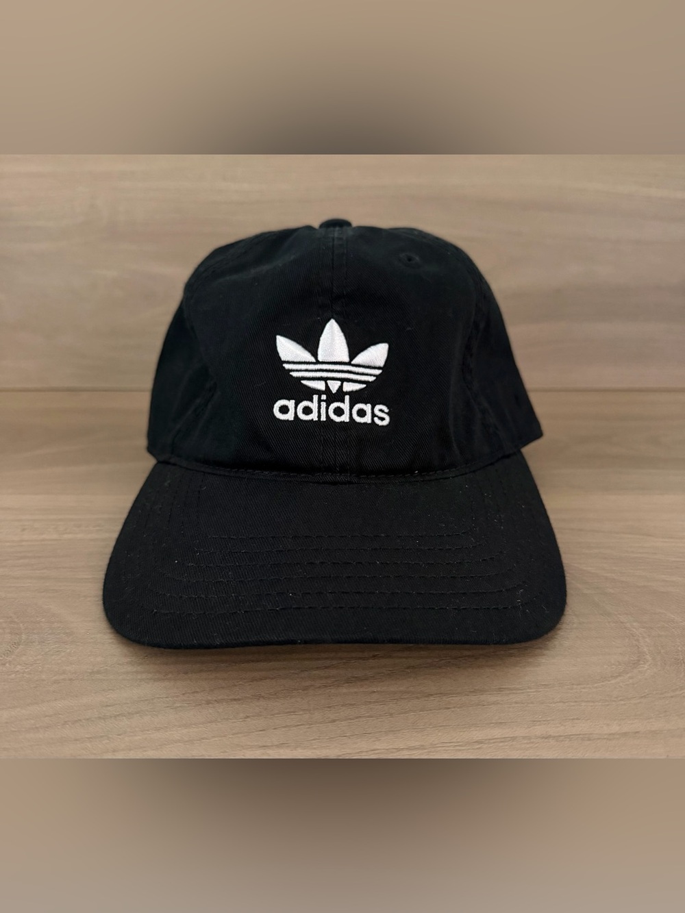 Adidas Men's Adjustable Hat Black Embroidered Trefoil Logo